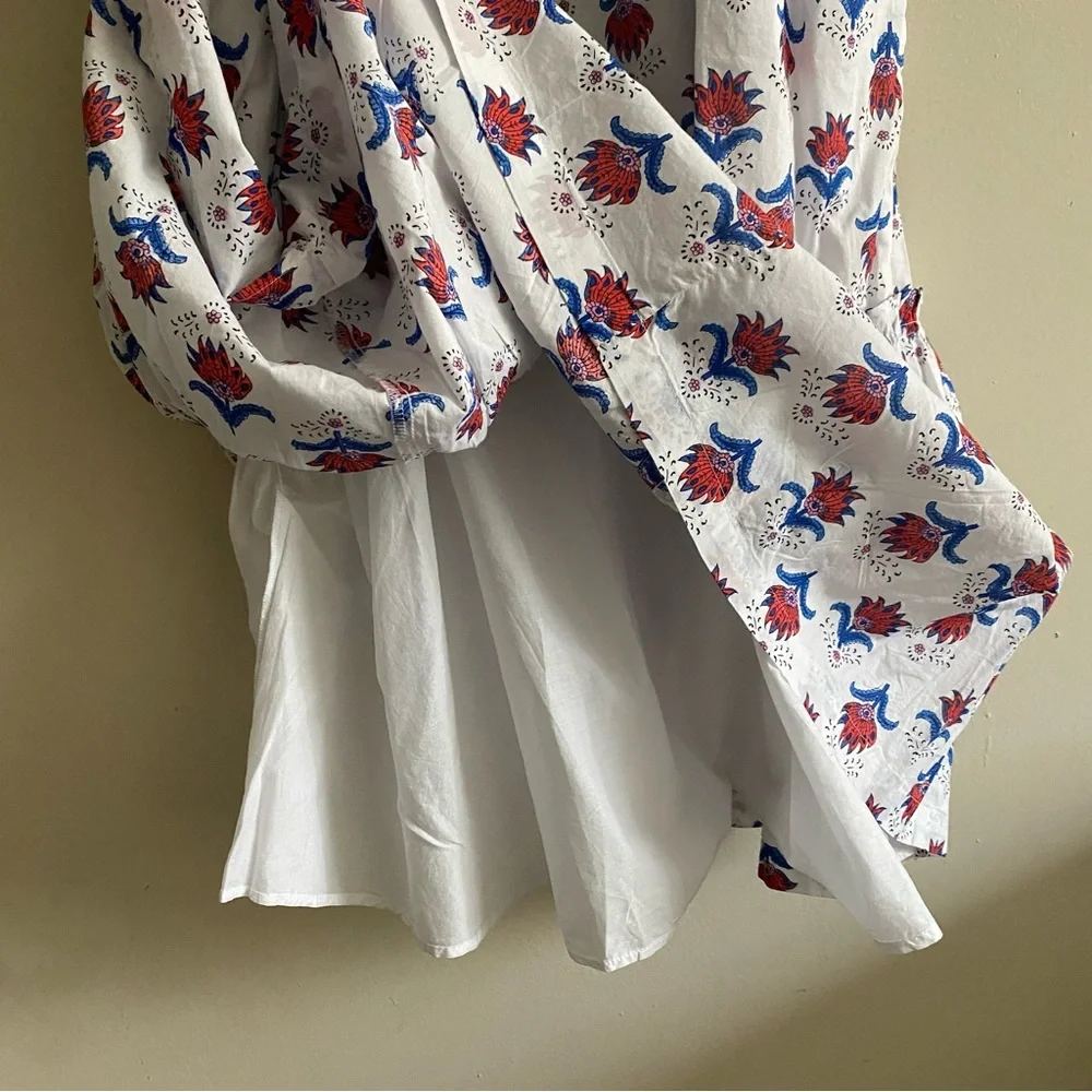 NEW J. Crew Square Neck Midi Dress in Floral Red White Blue Print - 18